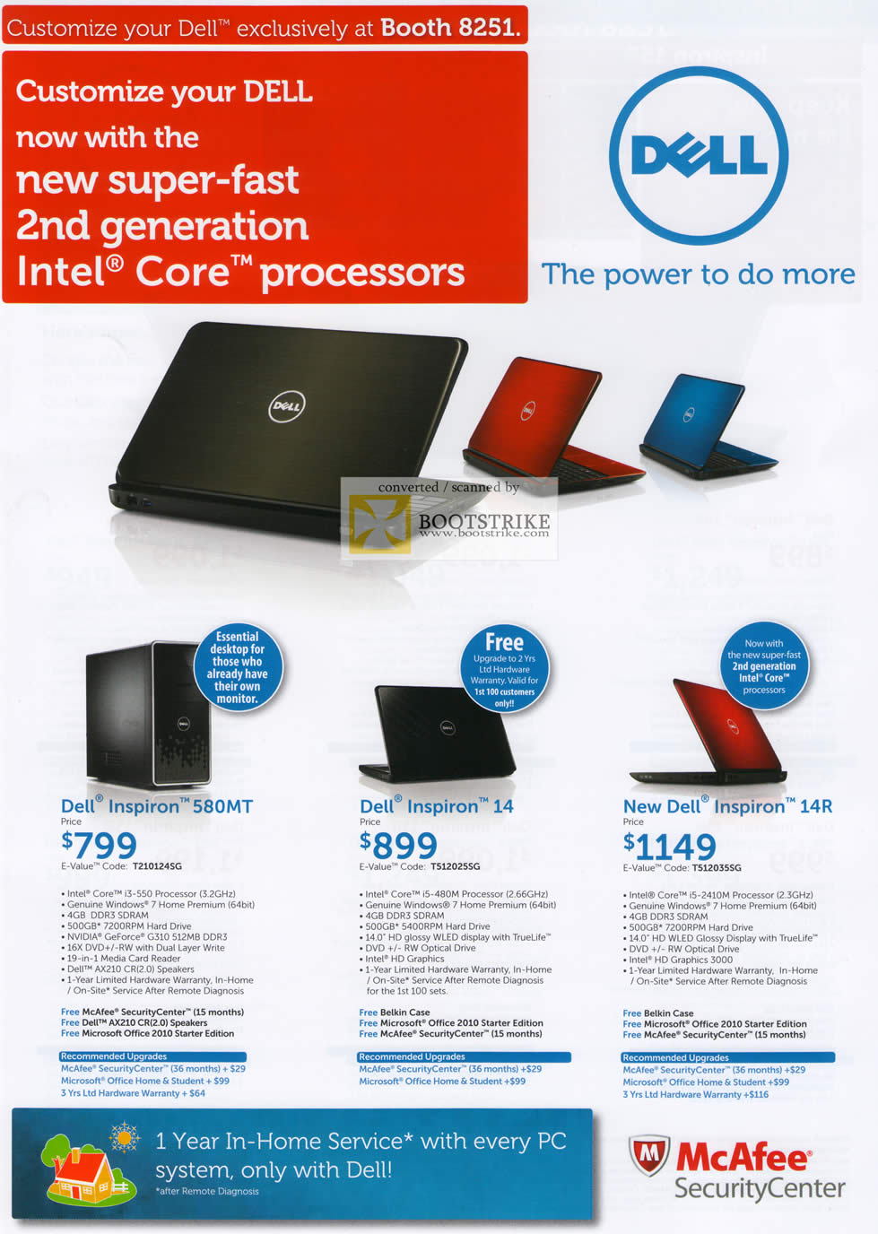 IT Show 2011 price list image brochure of Dell Desktop PC Inspiron 580MT Notebooks Inspiron 14 New Dell Inspiron 14R