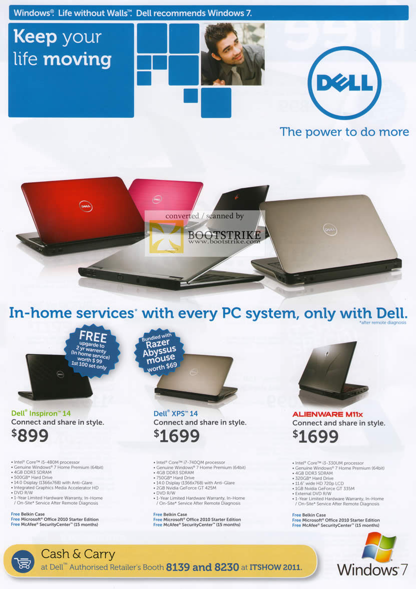IT Show 2011 price list image brochure of Dell Notebooks Inspiron 14 XPS 14 Alienware M11x