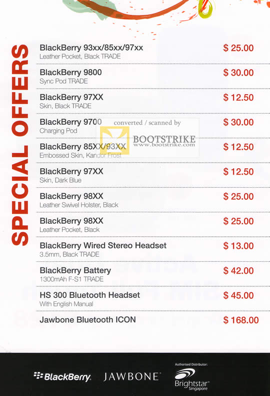 IT Show 2011 price list image brochure of Divoom Blackberry 9800 9700 Headset Battery HS-300 Bluetooth Jawboon Icon