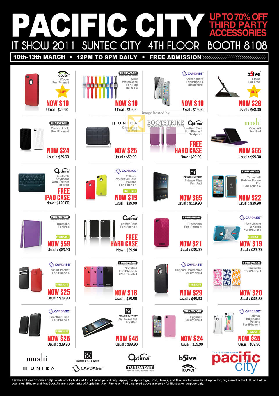 IT Show 2011 price list image brochure of ECS Pacific City Accessories IPhone4 IPad Case Capdase B5ive Tunewear Icover Uniea Optima Moshi Optima Power Support Screen Protector