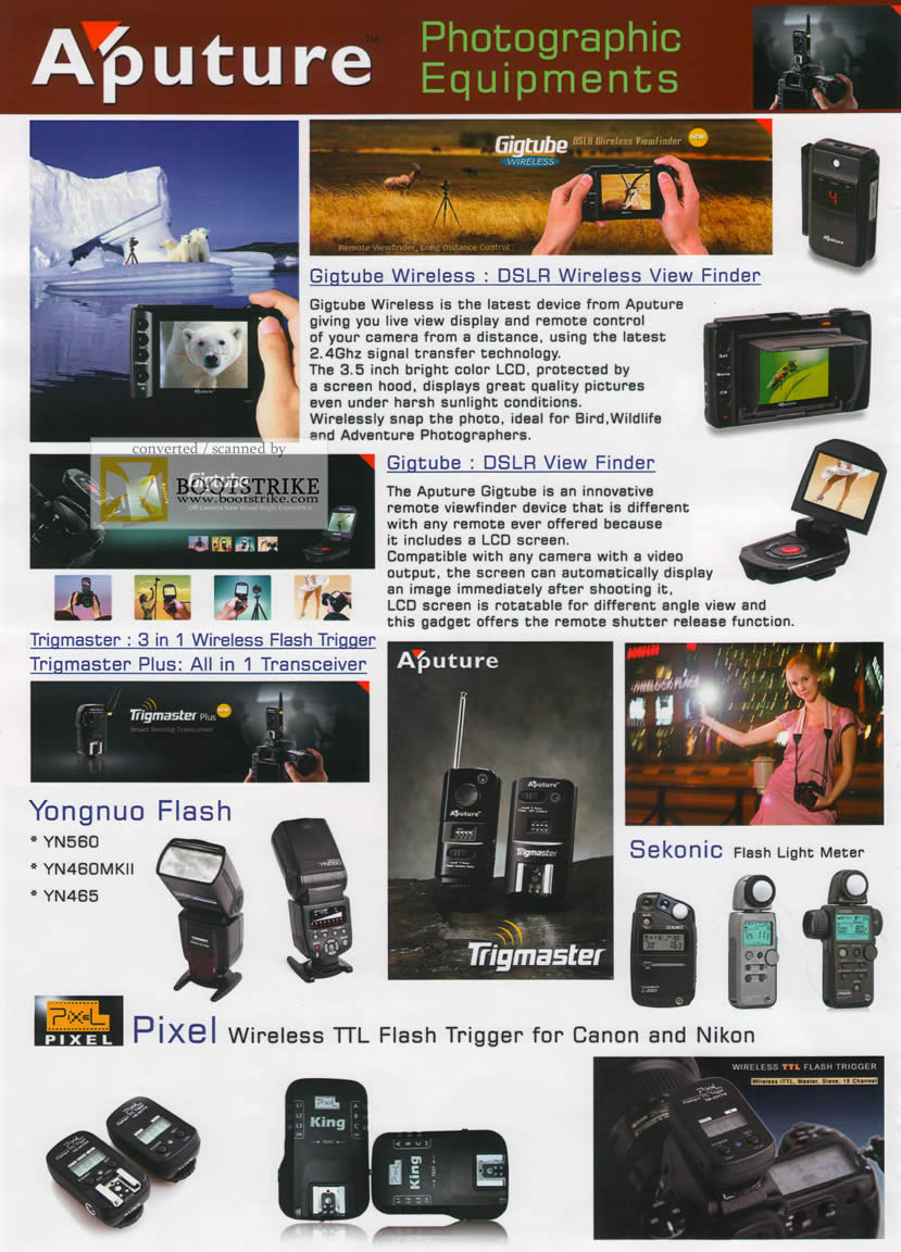 IT Show 2011 price list image brochure of EL Dorado Aputure Photographic Equipments Gigtube Wireless Trigmaster Yongnuo Pixel Wireless Sekonic Flash Meter