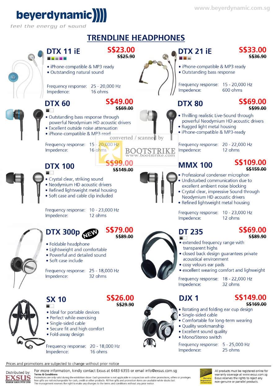 IT Show 2011 price list image brochure of Epicenter Beyerdynamic Headphones DTX 11 IE 21 60 80 100 MMX 100 DTX 300p DT 235 SX 10 DJX 1