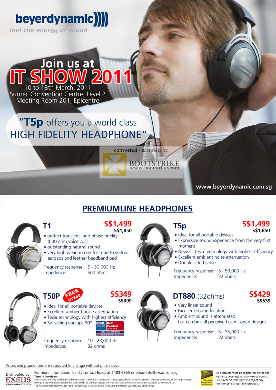 IT Show 2011 price list image brochure of Epicenter Beyerdynamic Headphones T5p T1 T5p DT880 T50P