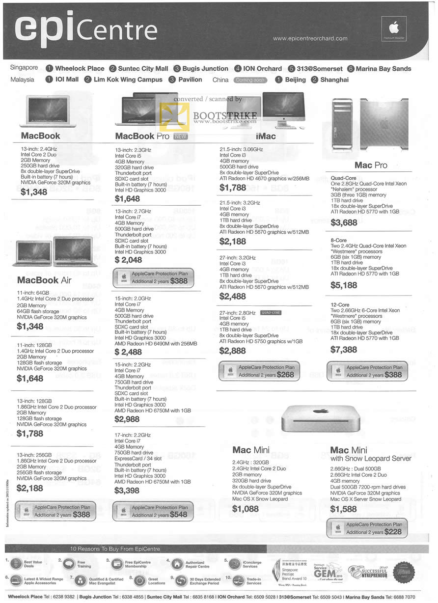 IT Show 2011 price list image brochure of Epicentre Apple Notebooks Desktop PCs MacBook Pro IMac Mac Pro Air Mac Mini