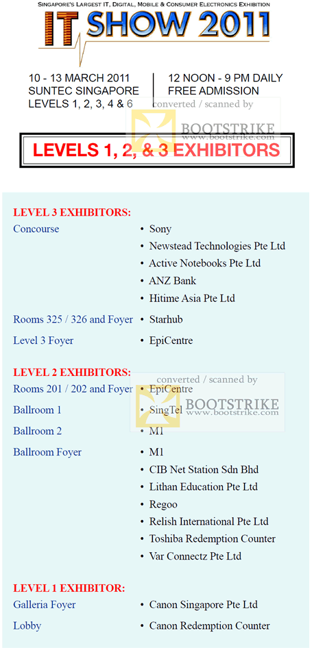 IT Show 2011 price list image brochure of Floor Plan Exhibitors List Level 1 Level 2 Level 3