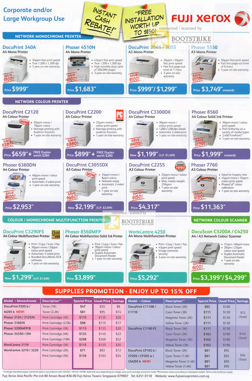IT Show 2011 price list image brochure of Fuji Xerox Printers DocuPrint 340A Phaser 4510N 2065 5550 C2120 C2200 8560 6360DN C2255 7760 C3290FS WorkCentre 4250 DocuScan C3200A C4250 Toner Cartridge