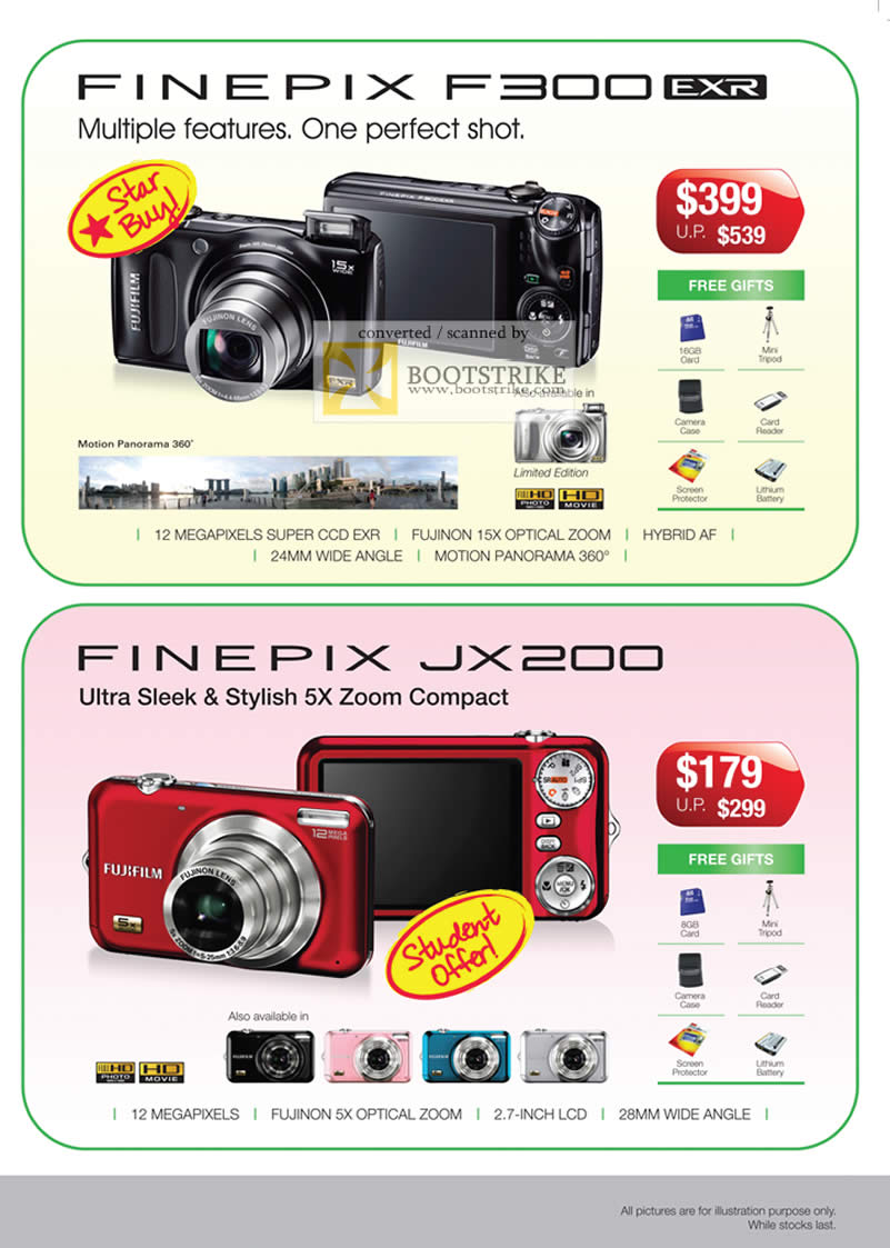 IT Show 2011 price list image brochure of Fujifilm Digital Cameras Finepix F300 EXR JX200 Harvey Norman