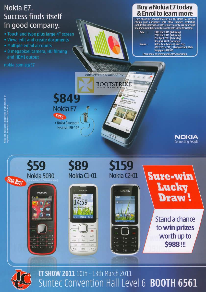 IT Show 2011 price list image brochure of Jim Rich Nokia Mobile Phones Nokia E7 Nokia 5030 Nokia C1-01 C2-01