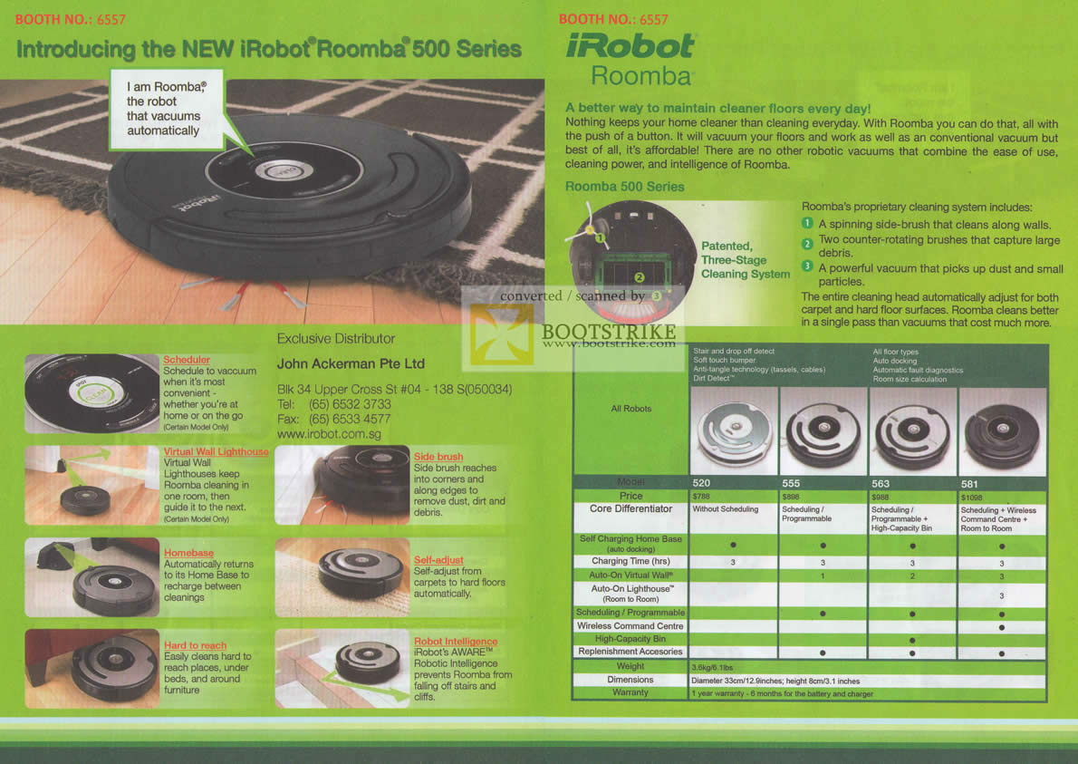 IT Show 2011 price list image brochure of John Ackerman IRobot Roomba Floor Cleaner 520 555 563 581