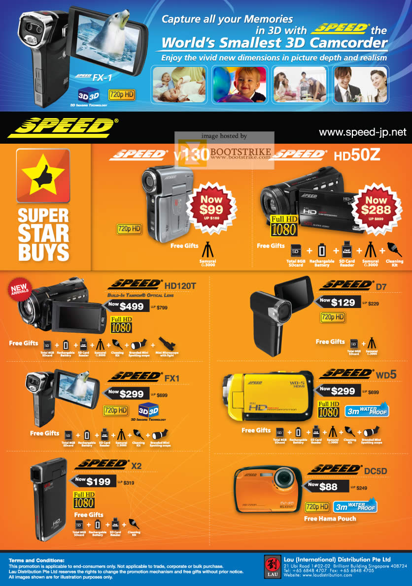IT Show 2011 price list image brochure of Lau Intl Speed 3D Camcorder V130 HD50Z HD120T D7 FX1 WD5 X2 DC5D