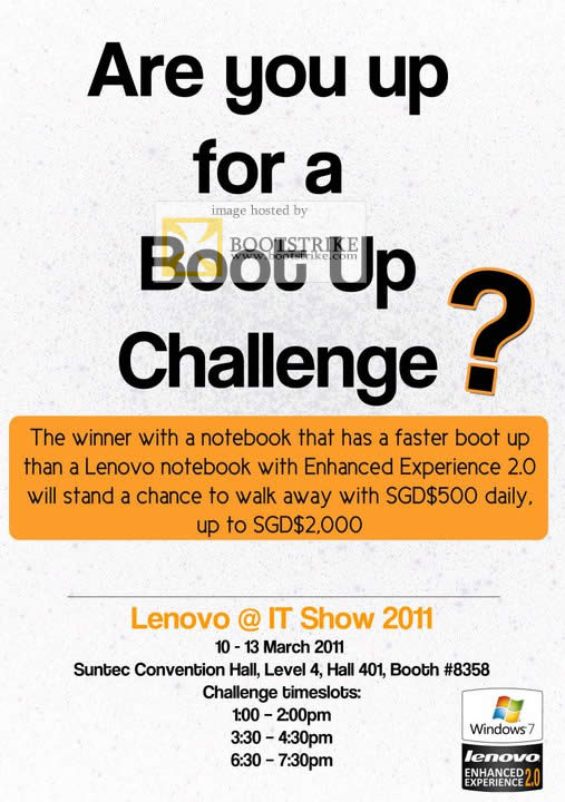 IT Show 2011 price list image brochure of Lenovo Boot Up Challenge Enhanced Experience 2