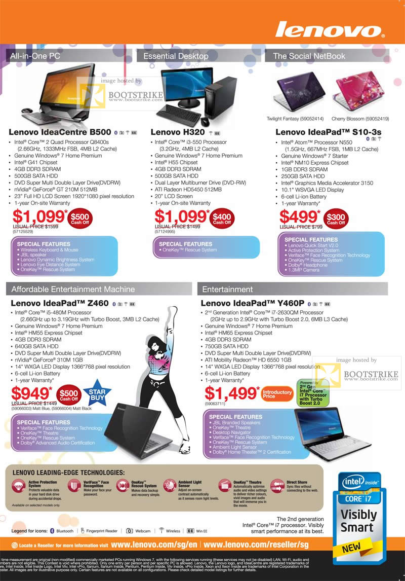 IT Show 2011 price list image brochure of Lenovo Desktop PCs IdeaCentre B00 H320 IdeaPad S10-3s Notebook Z460 Y460P