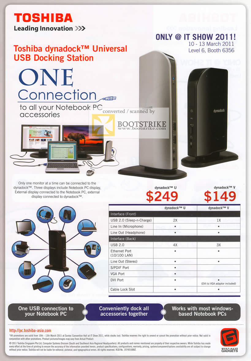 IT Show 2011 price list image brochure of Mclogic Toshiba Dynadock Universal Docking Station U V