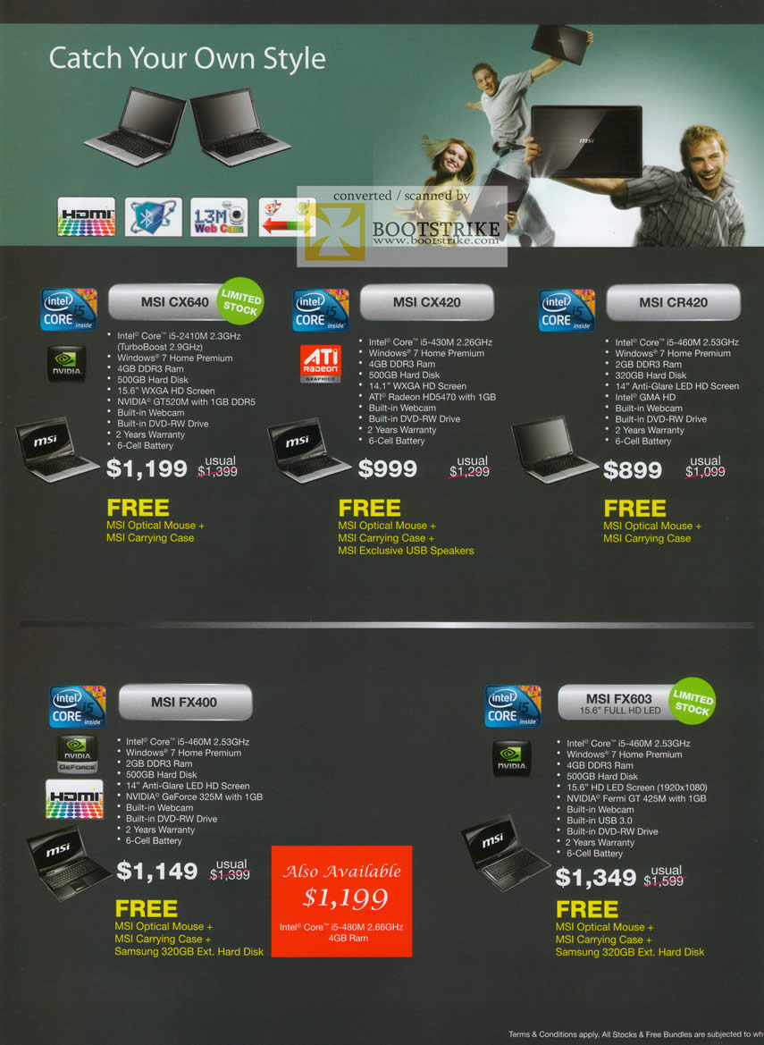 IT Show 2011 price list image brochure of Newstead MSI Notebooks CX640 CS420 CR420 FX400 FX603