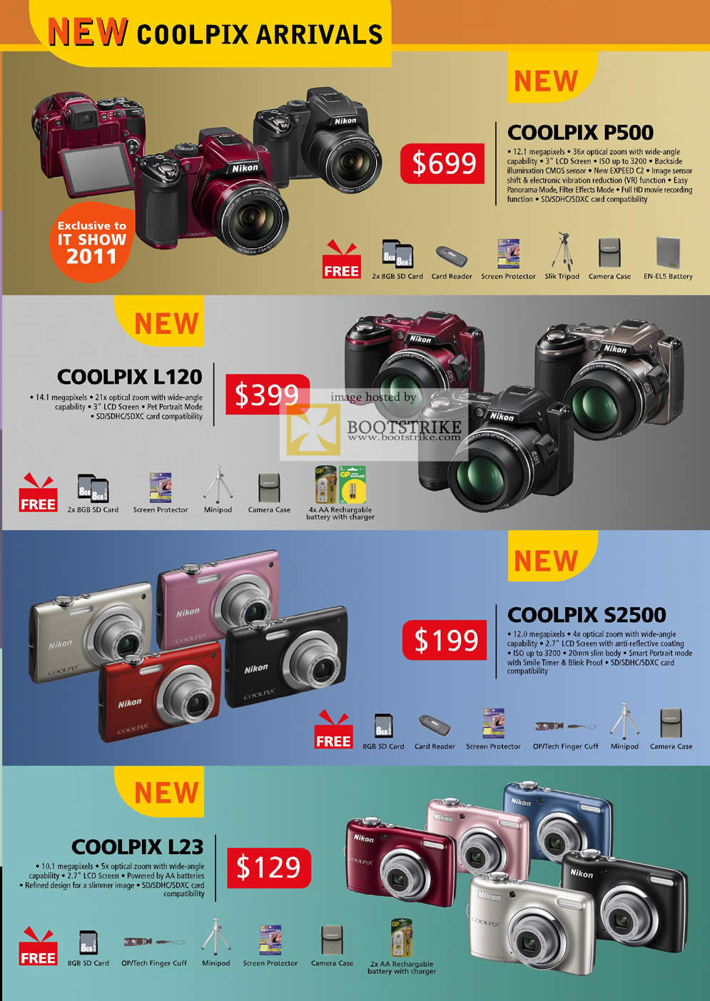 IT Show 2011 price list image brochure of Nikon Digital Cameras Coolpix P500 L120 S2500 L23