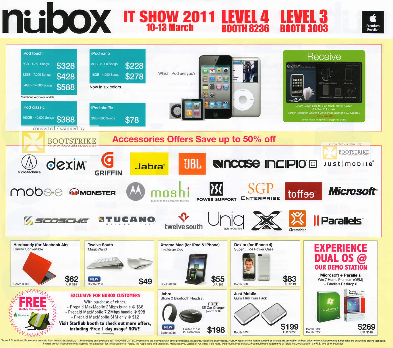 IT Show 2011 price list image brochure of Nubox Apple IPod Touch Nano Classic Shuffle Accessories Uniq Jabra Microsoft Monster JBL Xtreme Mac