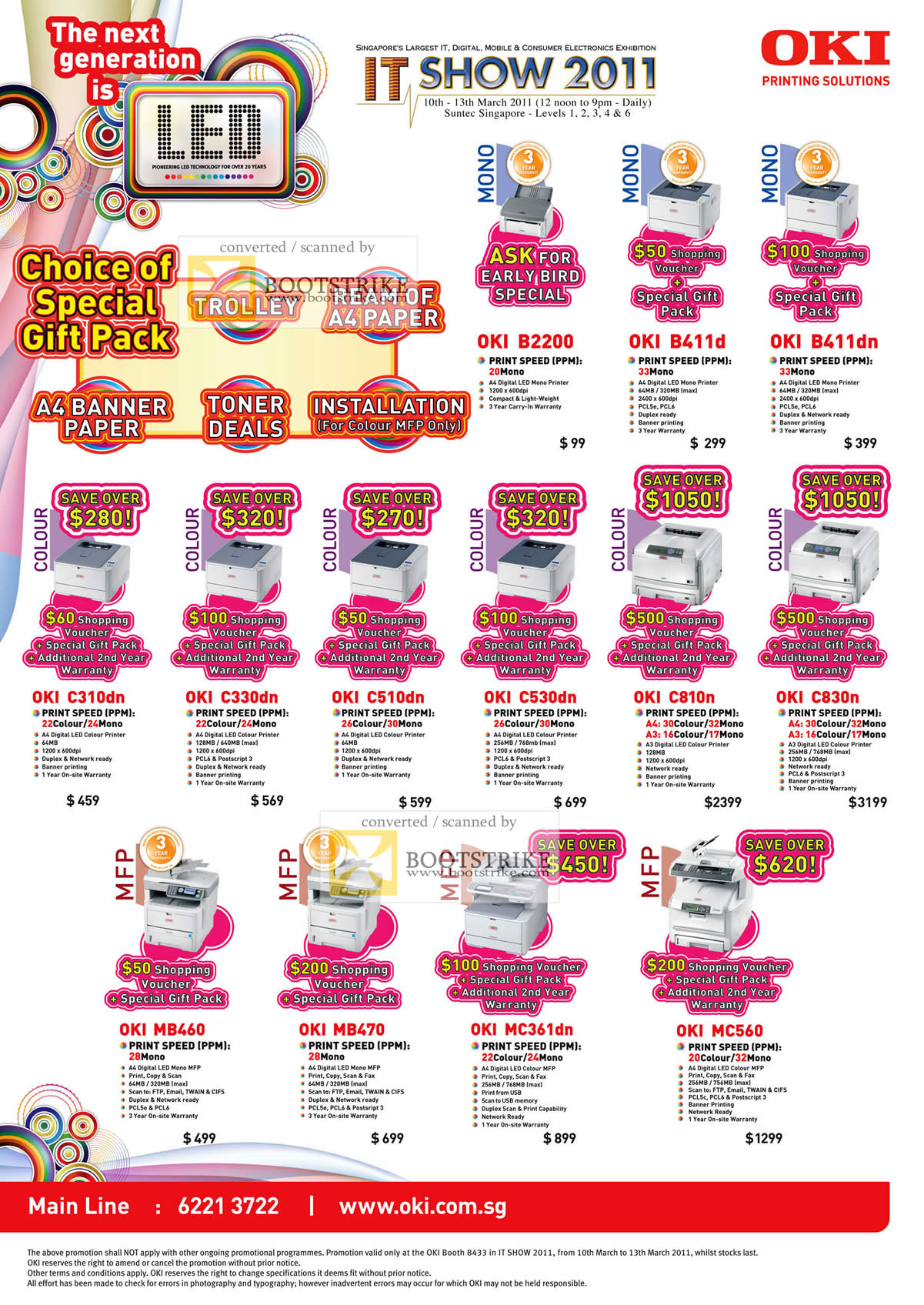 IT Show 2011 price list image brochure of OKI LED Printers B2200 B411D B411DN C310DN C330DN C510DN C530DN C810N C830N MB460 MB470 MC361DN MC560