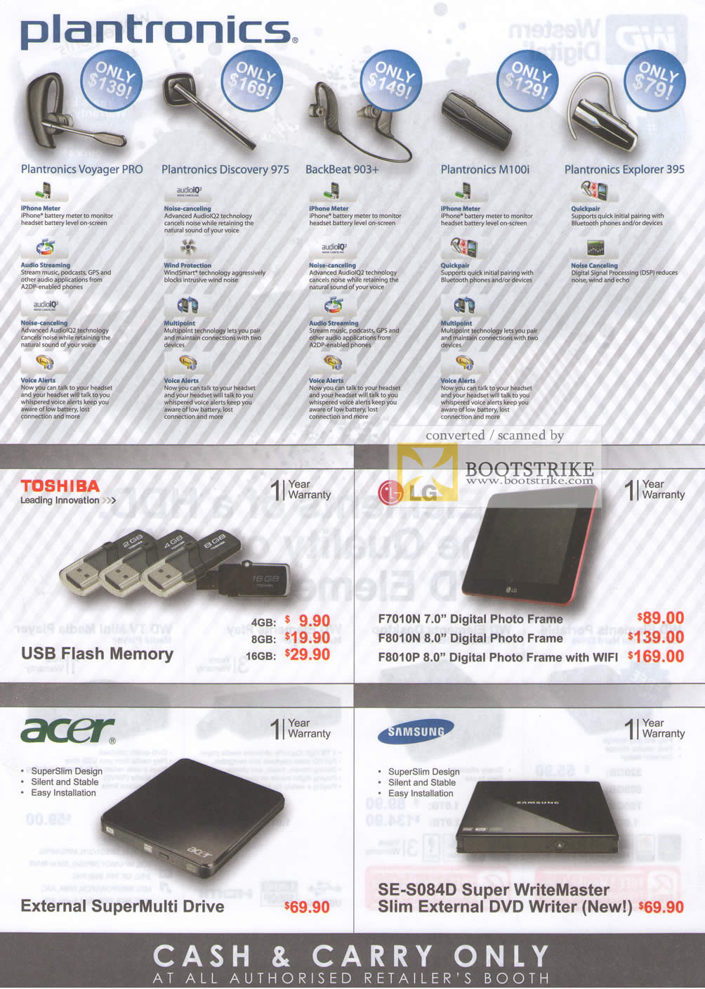 IT Show 2011 price list image brochure of Plantronics Voyager Pro Discovery 975 BackBeat 903 M100i Explorer 395 Toshiba Flash LG Digital Photo Frame F7010N F8010N F8010P Acer SE-S084D