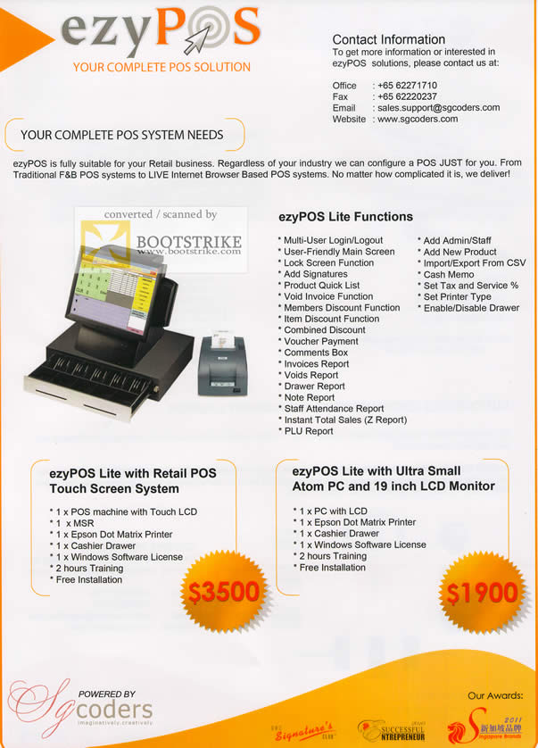 IT Show 2011 price list image brochure of SG Coders EzyPOS Complete Point Of Sale POS System Lite Retail POS Atom PC