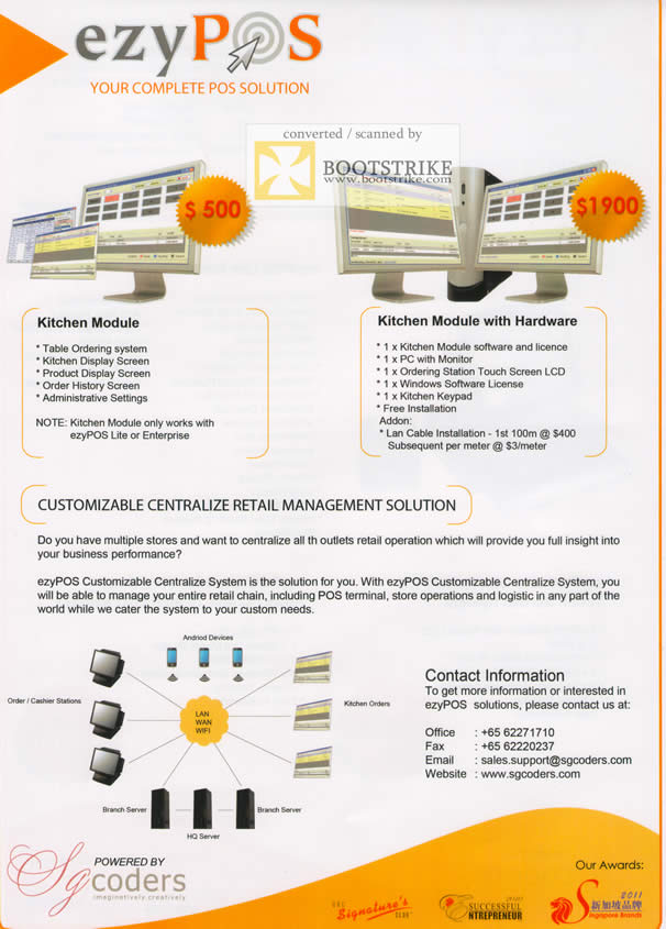 IT Show 2011 price list image brochure of SG Coders EzyPOS Kitchen Module Hardware Centralize Retail Management