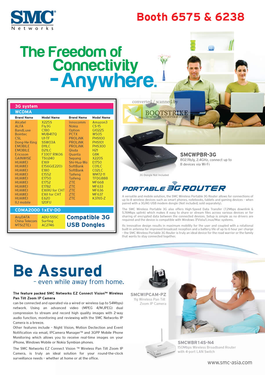 IT Show 2011 price list image brochure of SMC Networks SMCWPBR-3G Wireless 3G Router SMCWIPCAM-PZ IP Camera IPCam SMCWBR14S-N4