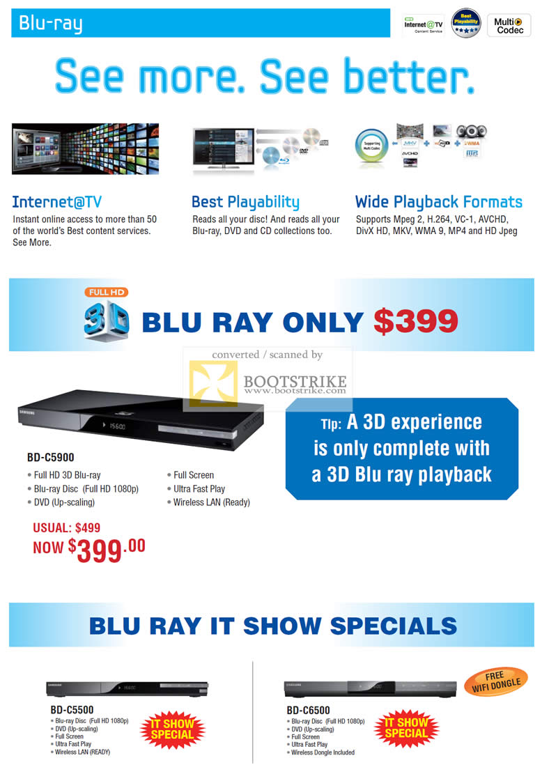 IT Show 2011 price list image brochure of Samsung Blu Ray Players BD-C5900 BD-C5500 BD-C6500 Best Denki