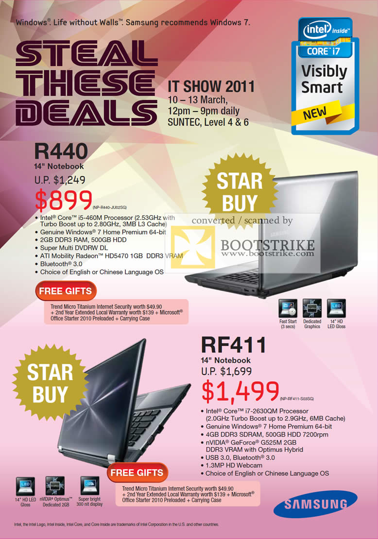 IT Show 2011 price list image brochure of Samsung Notebooks R440 RF411