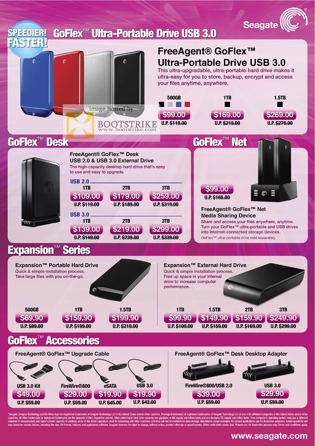 IT Show 2011 price list image brochure of Seagate FreeAgent GoFlex External Storage USB 3 Desk Net Expansion Desktop Adapter