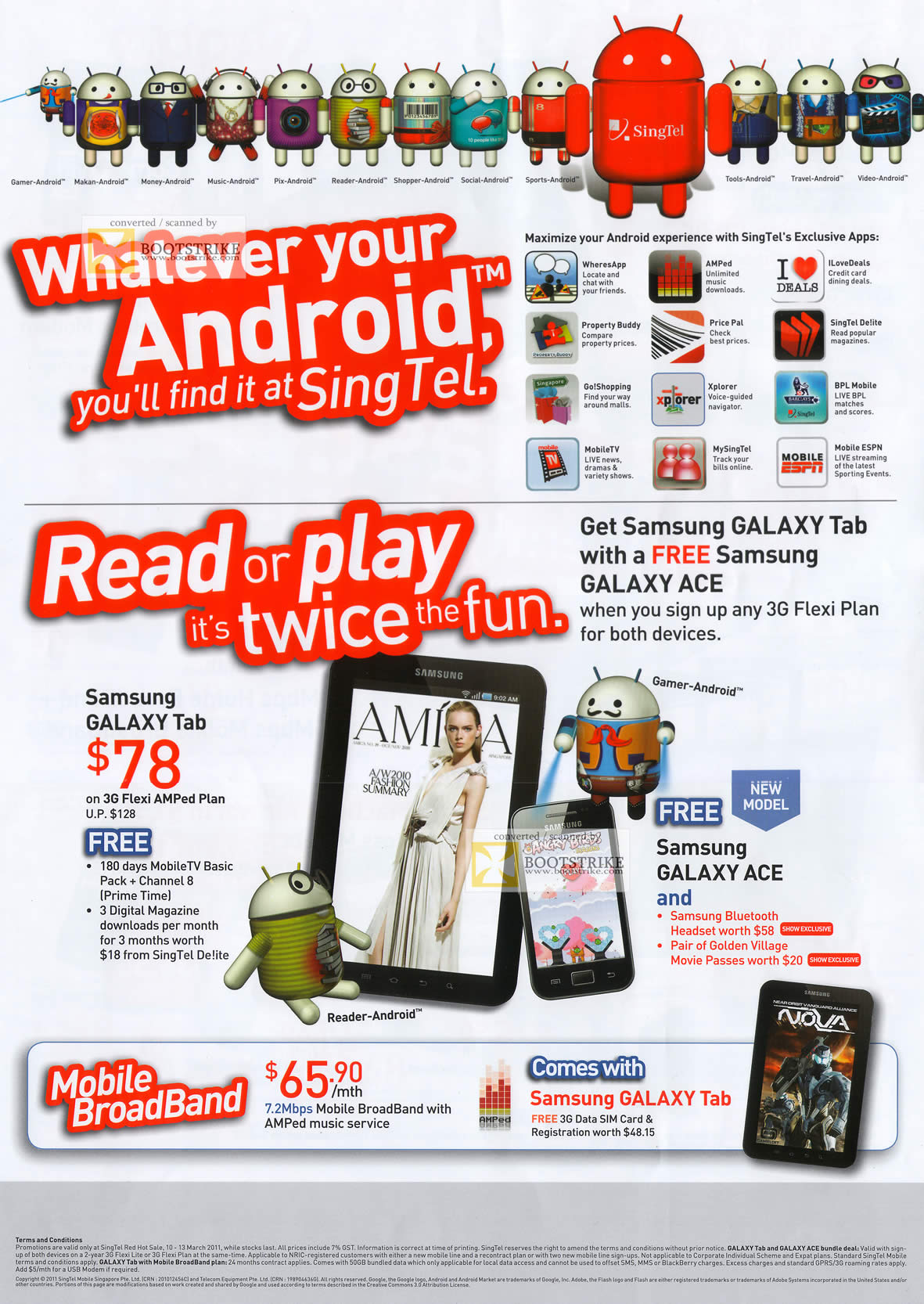 IT Show 2011 price list image brochure of Singtel Android Samsung Galaxy Tab Galaxy Ace Mobile Broadband