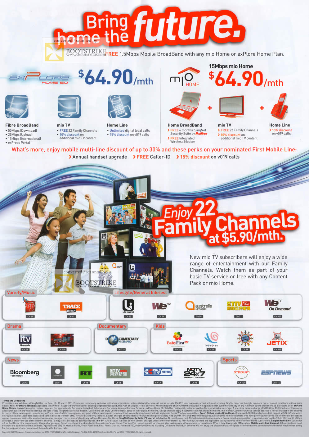 IT Show 2011 price list image brochure of Singtel Mio Home TV Fibre Home Line Family Channels