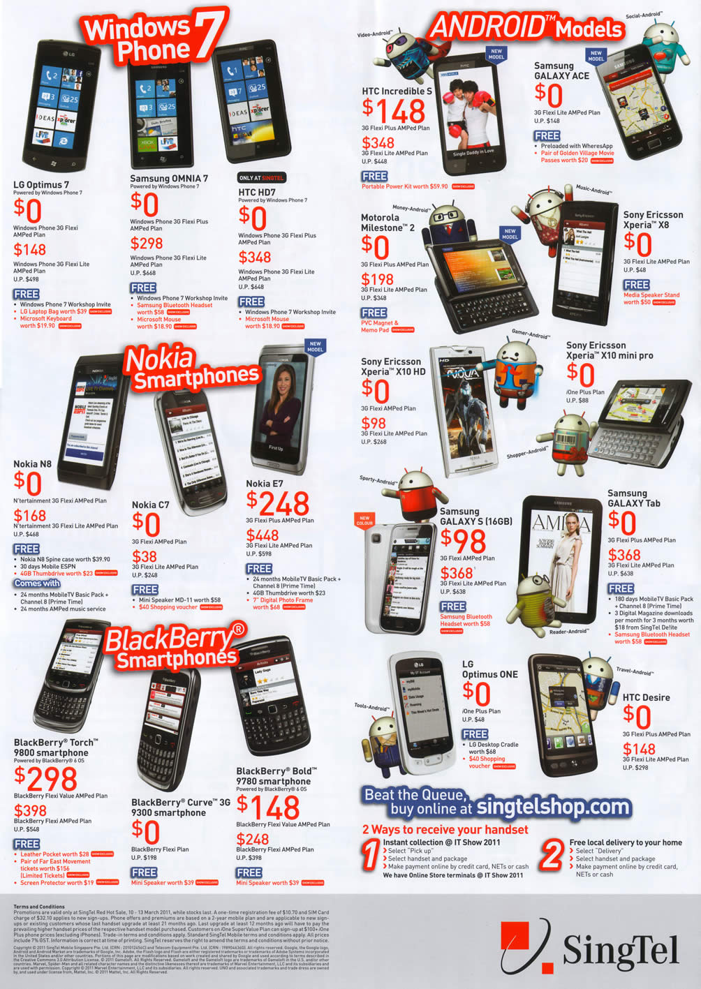 IT Show 2011 price list image brochure of Singtel Mobile Phones LG Samsung HTC Motorola Milestone 2 Sony Ericsson Nokia N8 C7 E7 BlackBerry