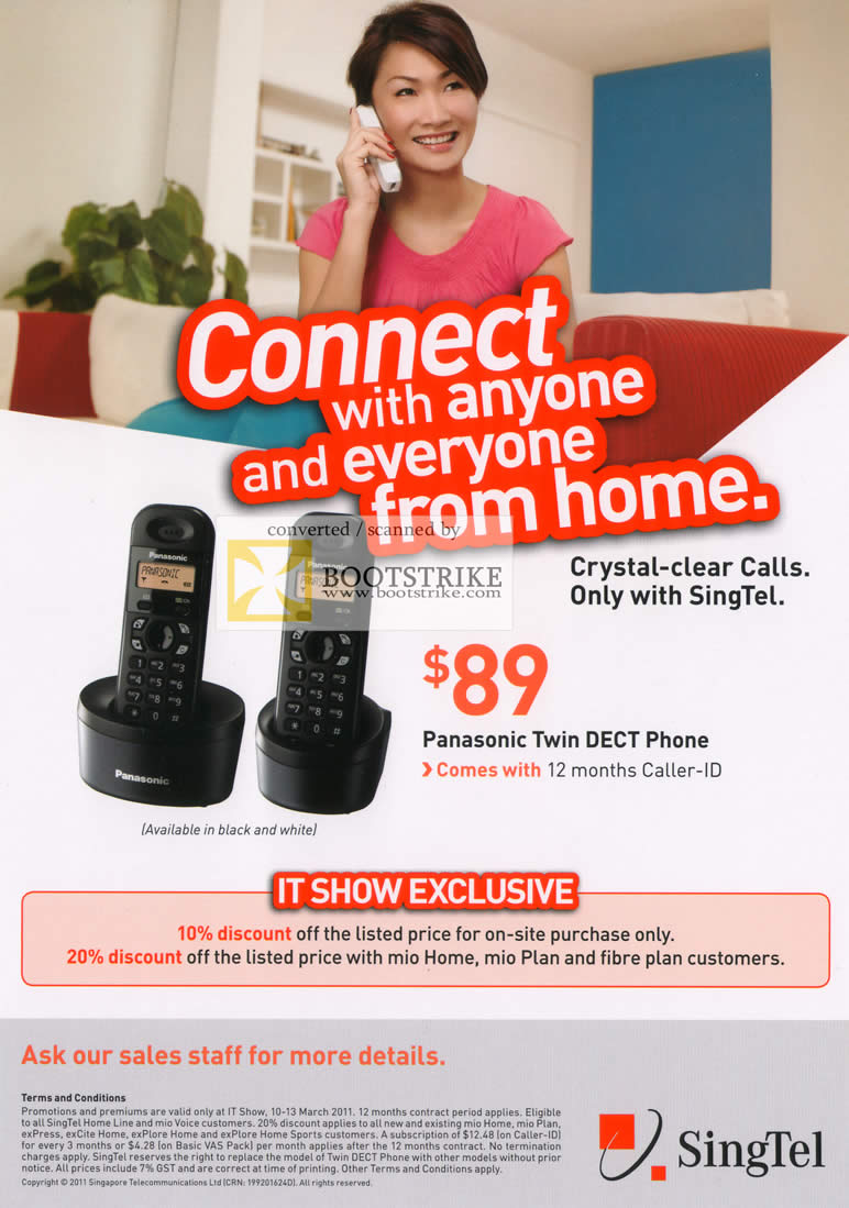 IT Show 2011 price list image brochure of Singtel Panasonic Twin DECT Phone Free Caller ID 12 Months
