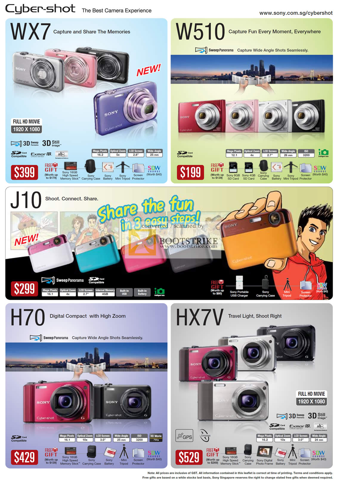 IT Show 2011 price list image brochure of Sony Cybershot Digital Cameras WX7 W510 J10 H70 HX7V