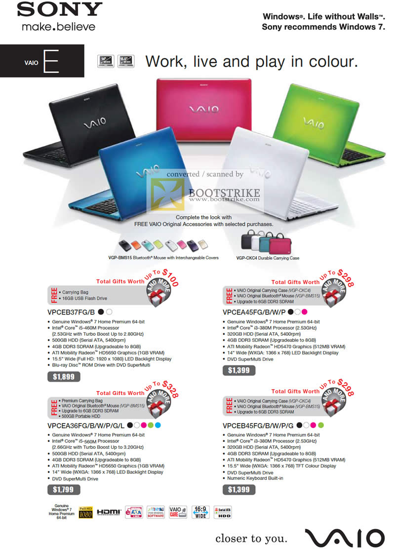IT Show 2011 price list image brochure of Sony Vaio Notebooks E Series VPCEB37FG VPCEA45FG VPCEA36FG VPCEB45FG