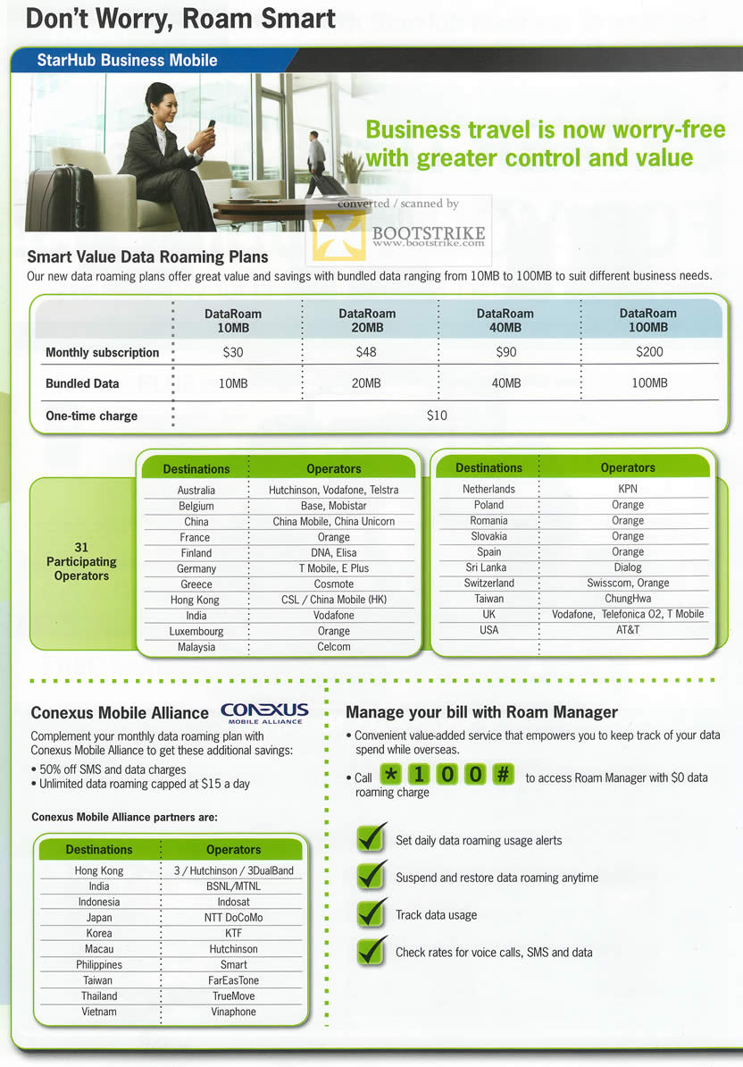 IT Show 2011 price list image brochure of Starhub Business Mobile DataRoam Conexus Roam Manager