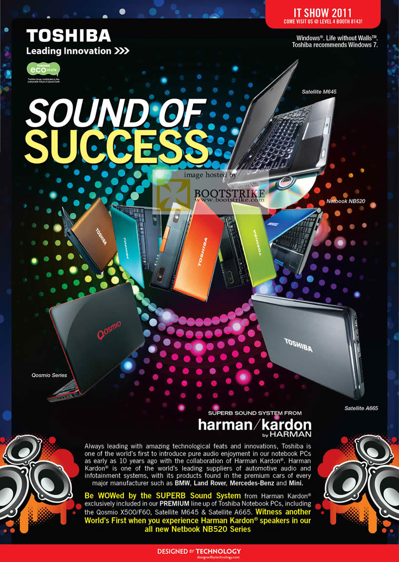 IT Show 2011 price list image brochure of Toshiba Notebooks Harman Kardon Speakers Netbook NB520