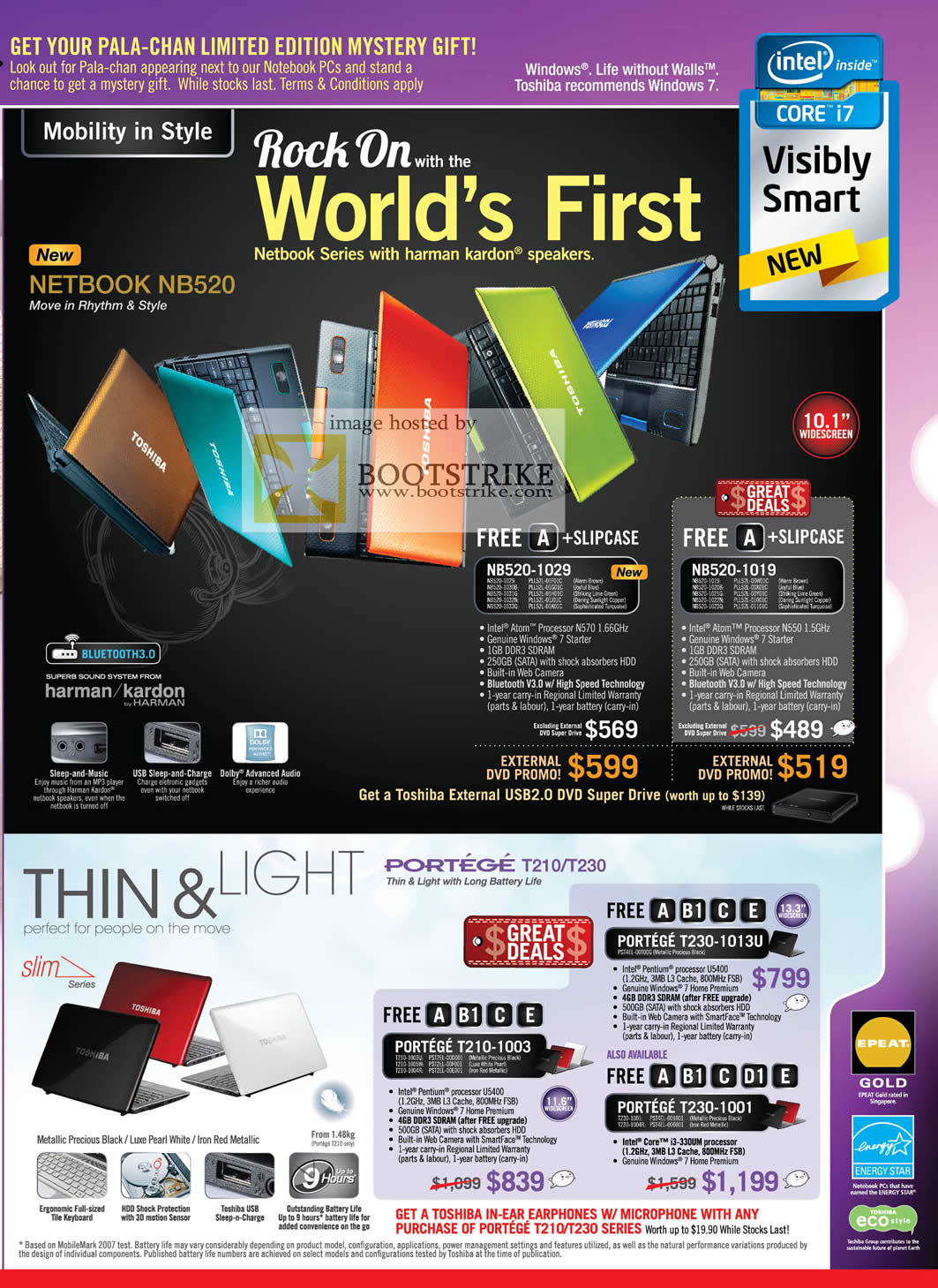 IT Show 2011 price list image brochure of Toshiba Notebooks Netbook NB520 1029 1019 Portege T210 1003 T230 1013U 1001