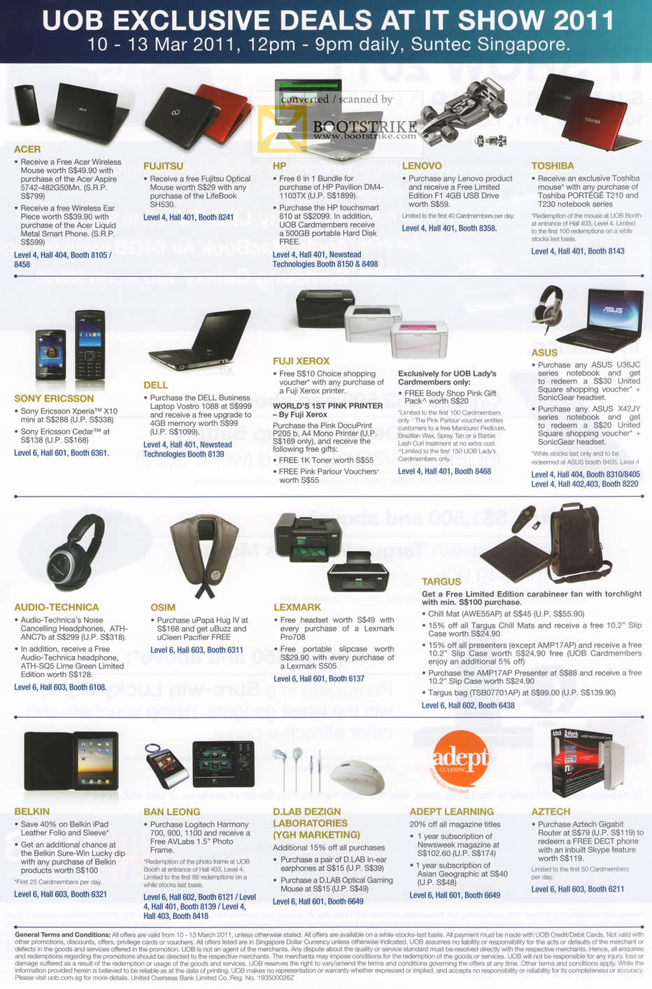 IT Show 2011 price list image brochure of UOB Credit Card Exclusive Deals Acer Fujitsu HP Lenovo Toshiba Dell Fuji Xerox ASUS OSIM Lexmark Ban Leong Aztech Belkin