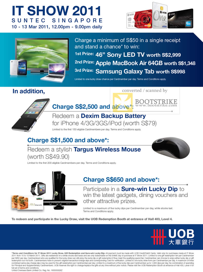 IT Show 2011 price list image brochure of UOB Credit Cards Charge Redeem Rewards Lucky Draw