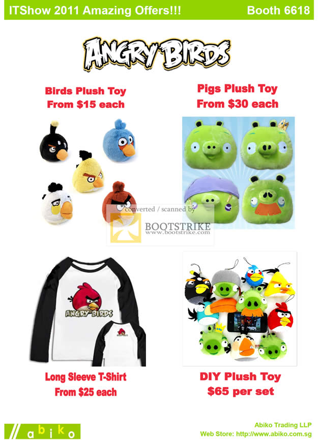 IT Show 2011 price list image brochure of Vectra Abiko Angry Birds Plush Toys Pigs Long Sleeve T-Shirt DIY