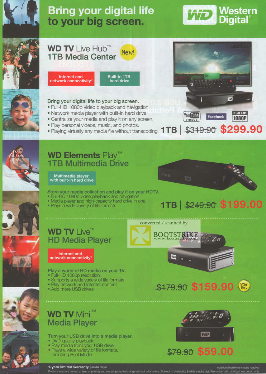 IT Show 2011 price list image brochure of Western Digital WD TV Live Hub Media Center Elements Play TV Live Mini Media Player
