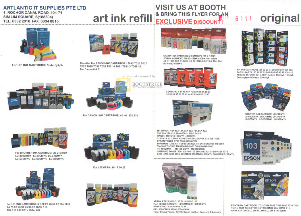 IT Show 2011 price list image brochure of Yun Loong Artlantic IT Supplies Art Ink Cartridge Refill