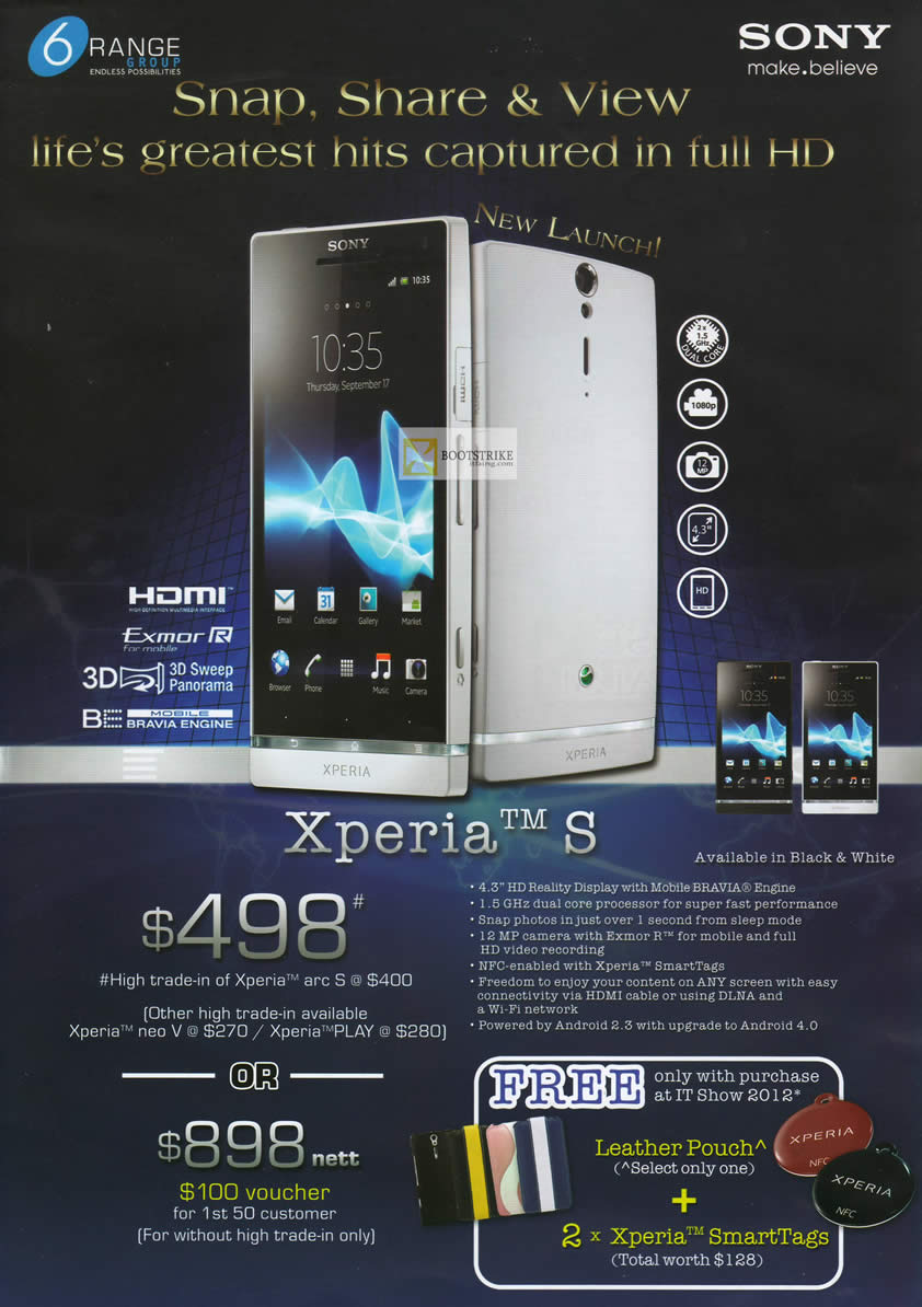 IT SHOW 2012 price list image brochure of 6range Sony Smartphones Xperia S