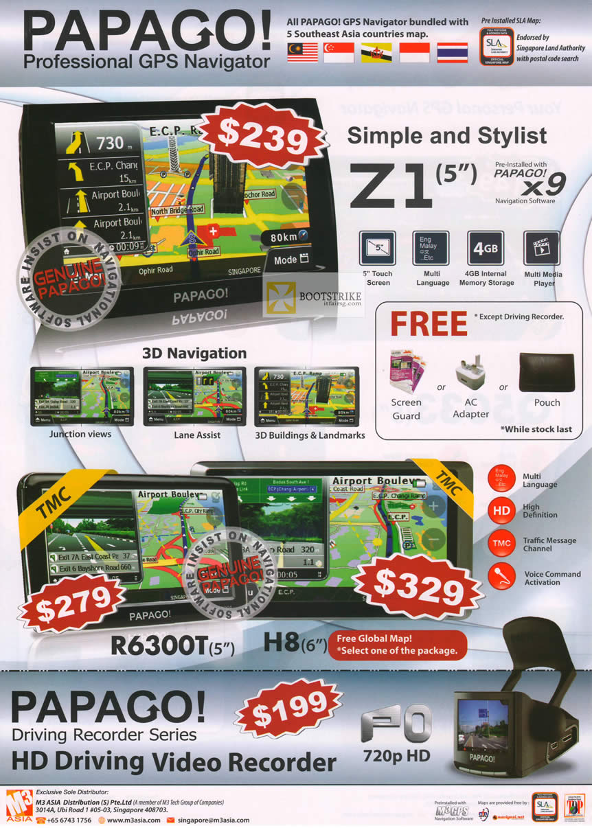IT SHOW 2012 price list image brochure of AAAs Com Papago GPS Navigator Z1, R6300T, H8, Driving Video Recorder