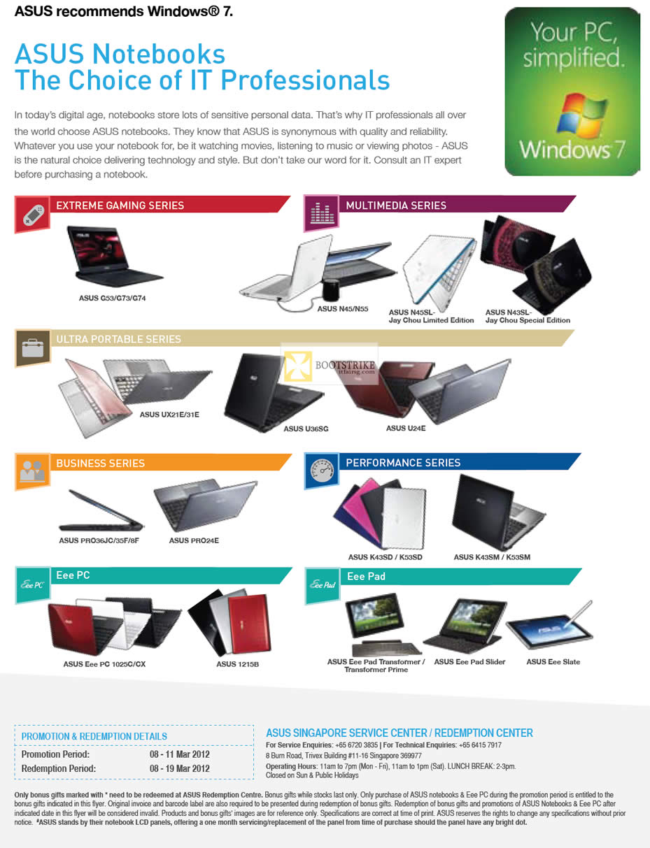 IT SHOW 2012 price list image brochure of ASUS Notebooks Choice Of IT Professionals, Promotion Period, Redemption Period