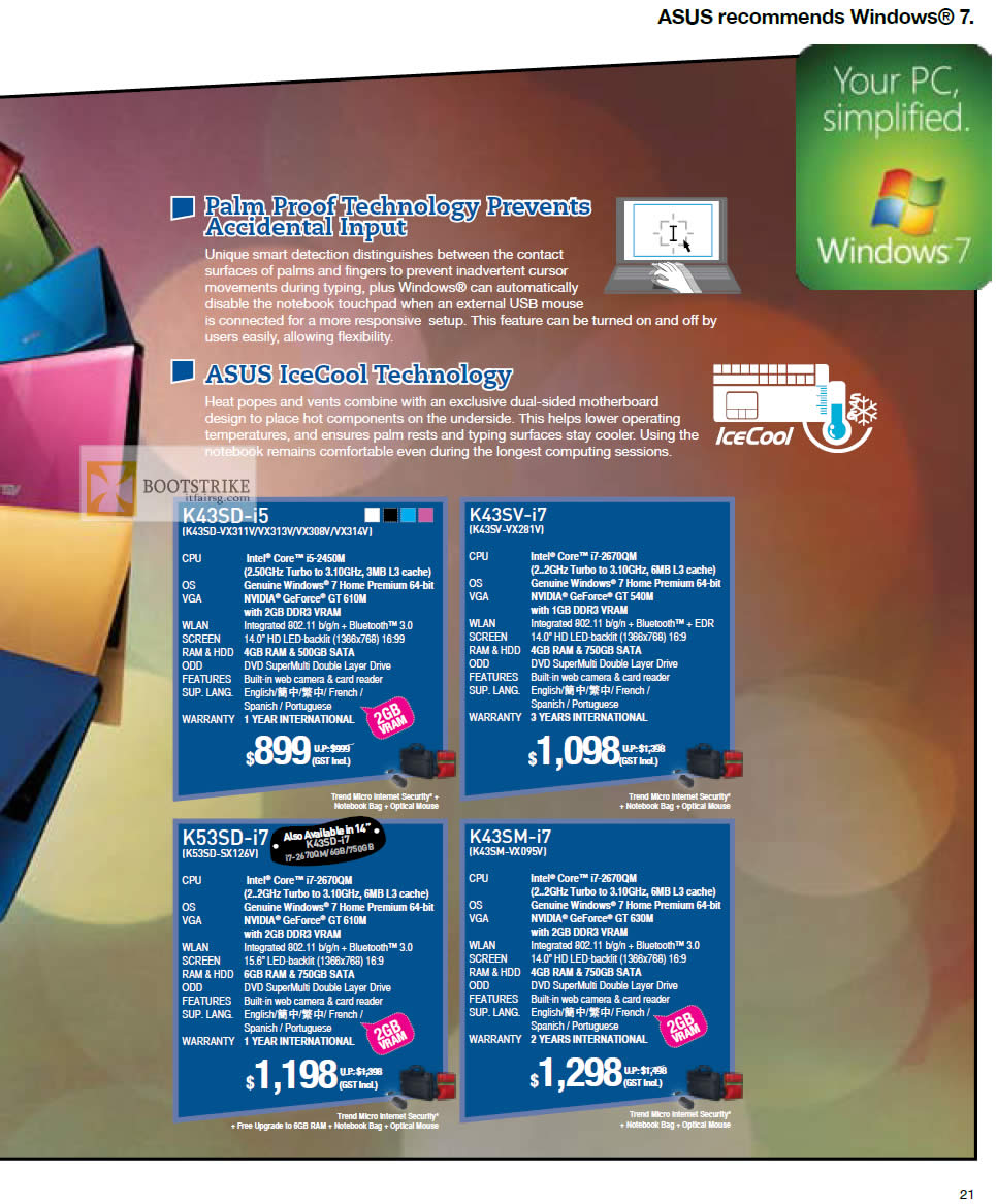 IT SHOW 2012 price list image brochure of ASUS Notebooks K43SD-VX311V, VX313V, VX308V, VX314V, K43SV-VX281V, K53SD-SX126V, K43SM-VX095V