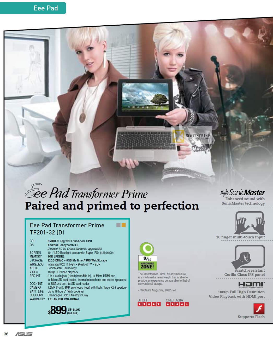 IT SHOW 2012 price list image brochure of ASUS Notebooks Tablet Eee Pad Transformer Prime TF201-32, Features
