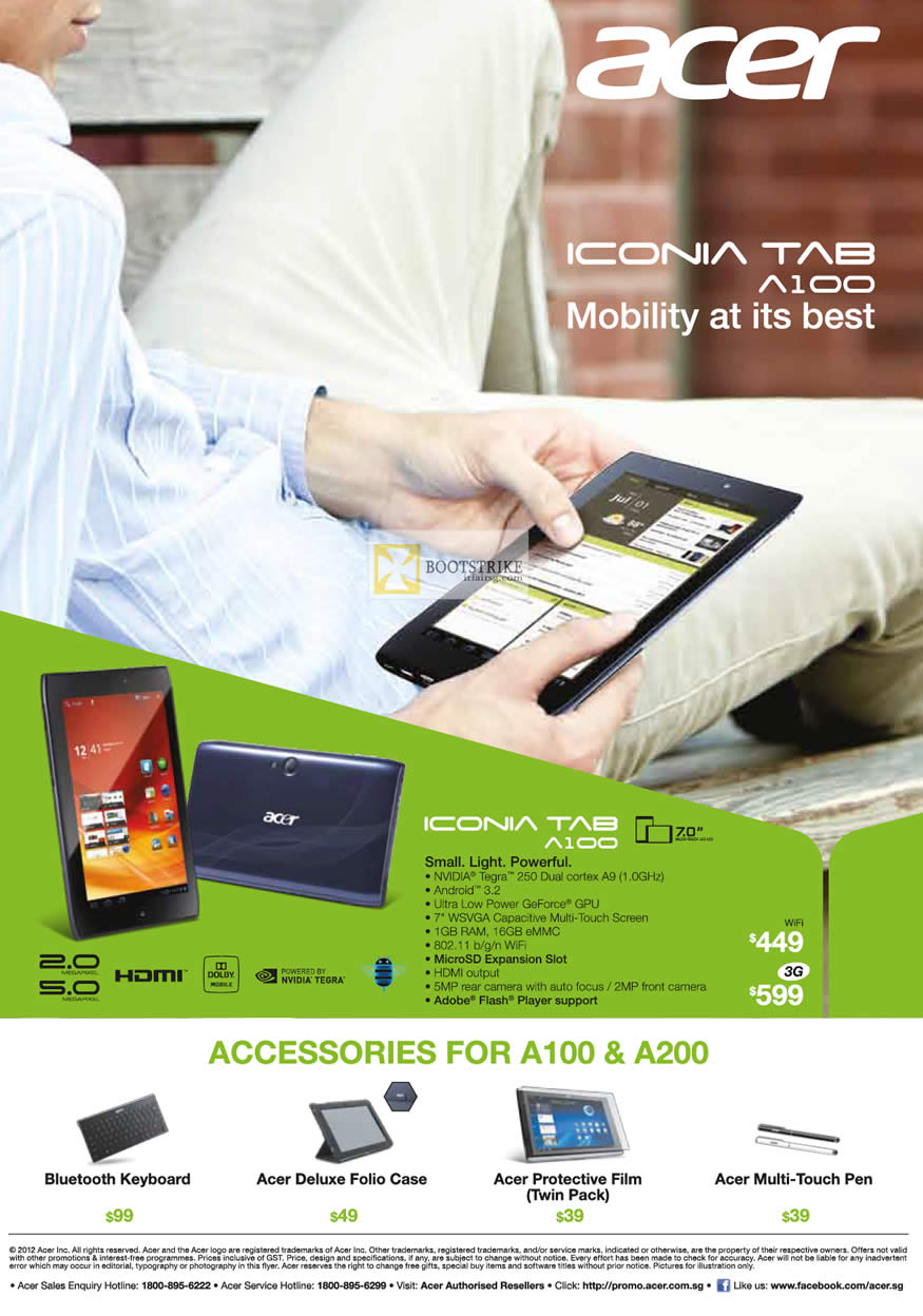 IT SHOW 2012 price list image brochure of Acer Tablet Iconia Tab A100, Android, Accessories