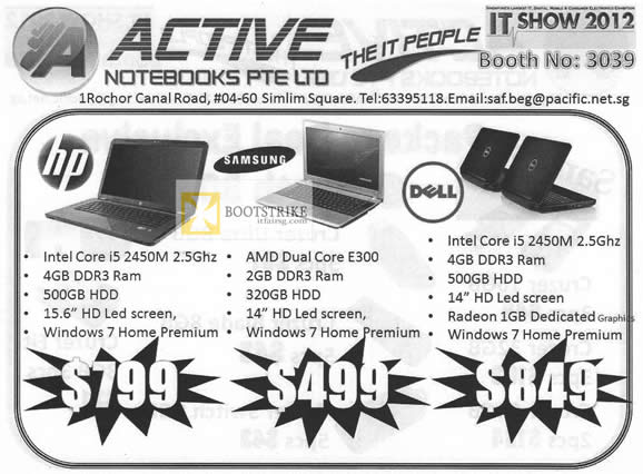 IT SHOW 2012 price list image brochure of Active Notebooks HP Notebooks, Samsung, Dell