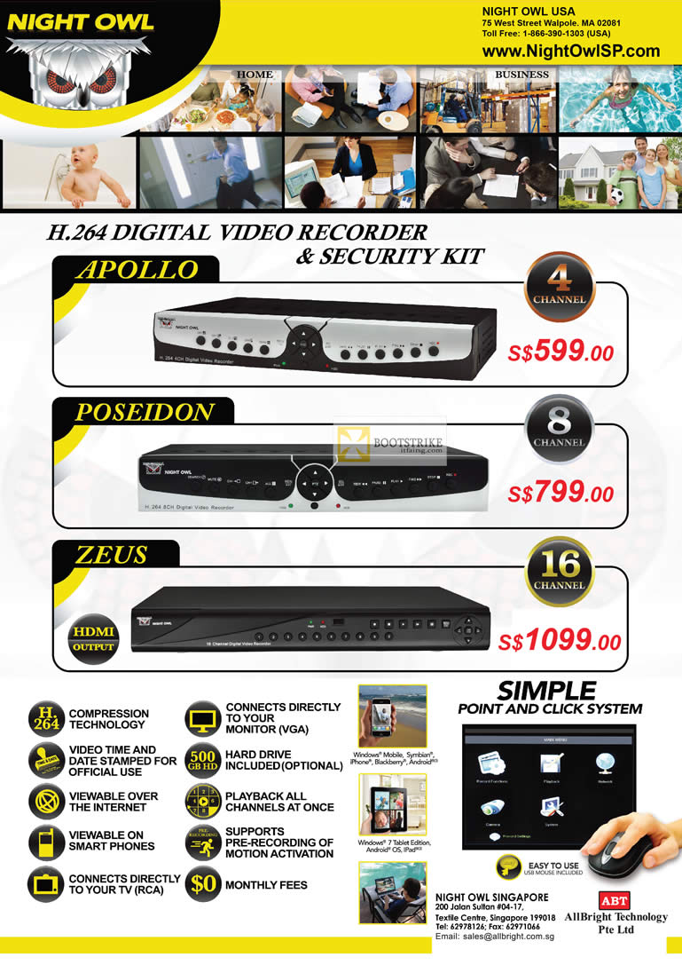 IT SHOW 2012 price list image brochure of Allbright Night Owl Digital Video Recorder DVR Security Apollo, Poseidon, Zeus HDMI
